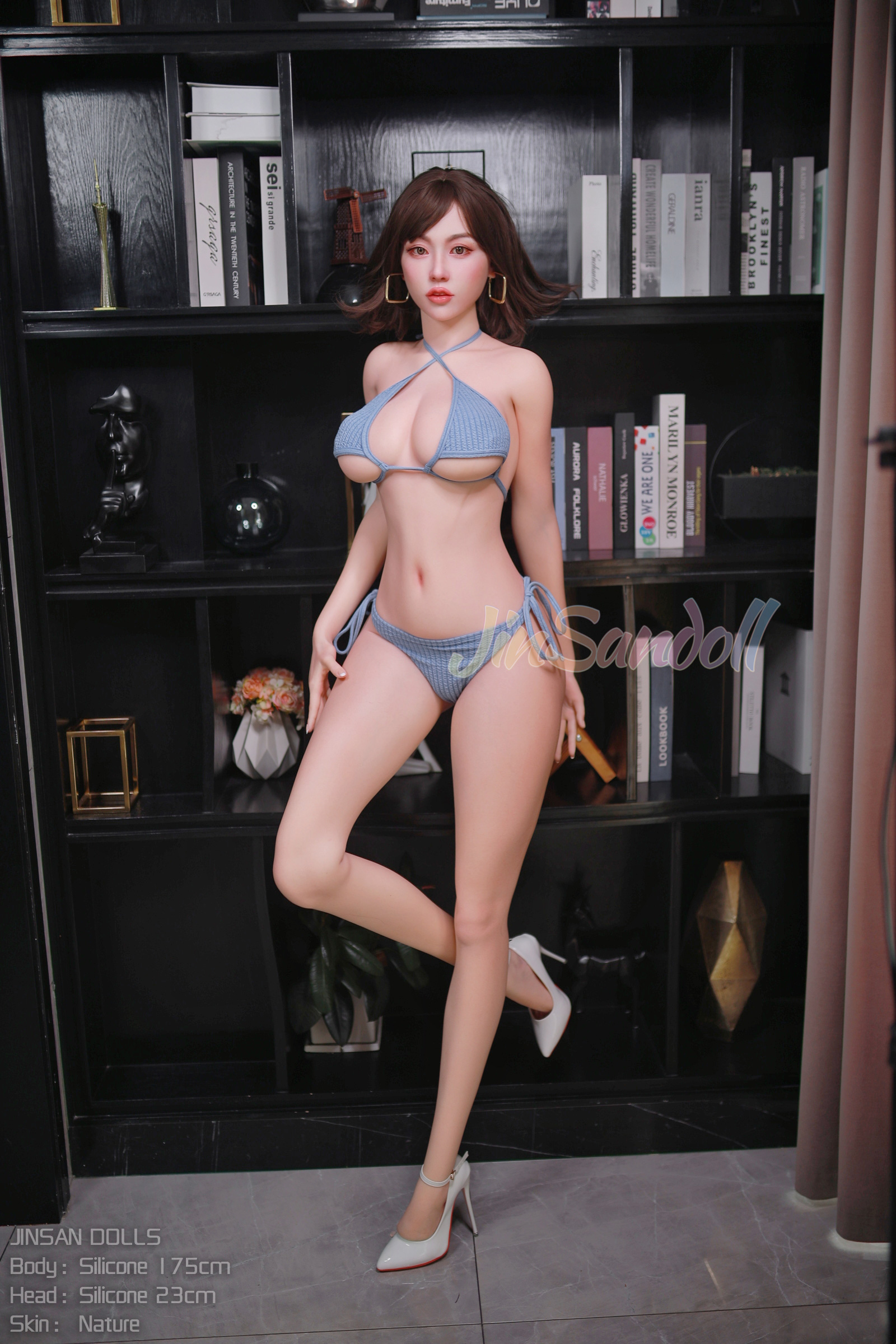 175cm (5 feet 8.9 inches) silicone sex doll, head 23cm